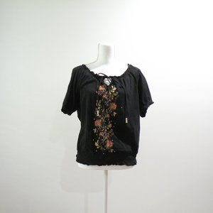 RXB_M_used_black with floral front_off the shoulder blouse